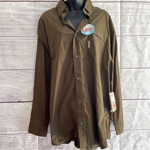 NWT MENS large forest green Columbia button down